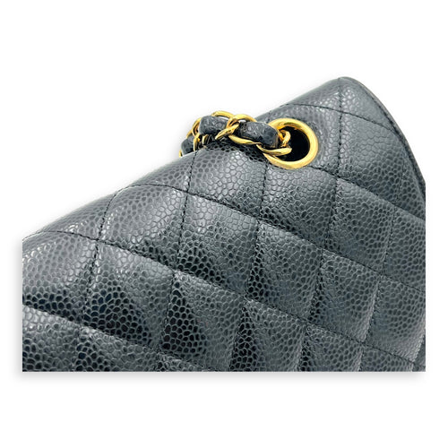 Chanel Classic Flap Medium Black Shoulder Bag in Caviar Leather, Gold hardware_7