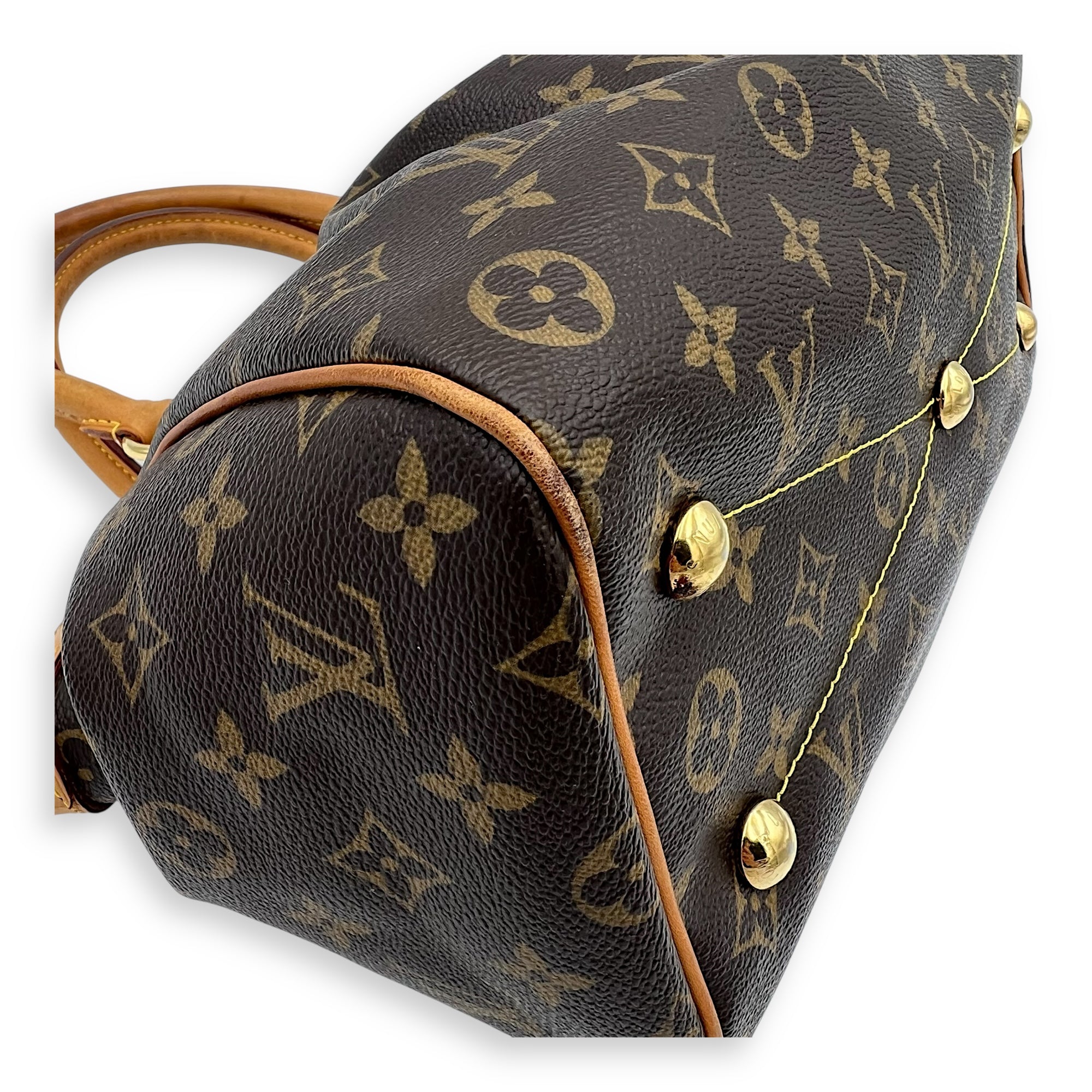 Louis Vuitton Tivoli Shoulder Bag PM Brown in Monogram Coated Canvas, Gold hardware_7