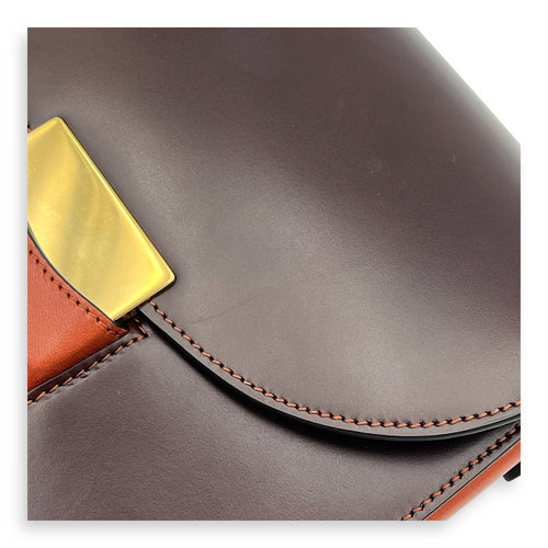 Celine Trotteur Crossbody Bag Red in Calfskin, Gold hardware_4