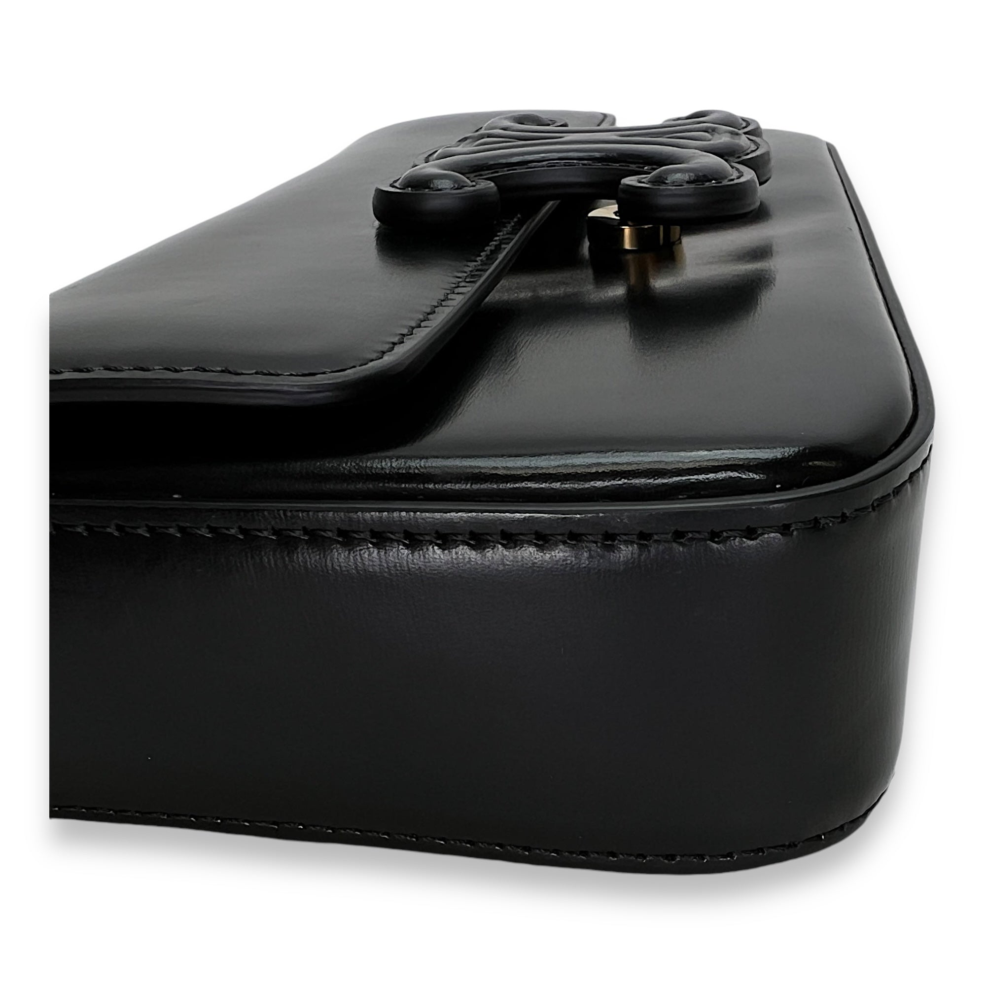 Triomphe Shoulder Bag  Black in Calfskin , Gold Hardware