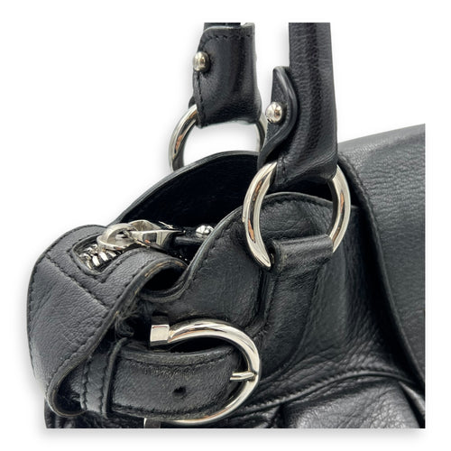Salvatore Ferragamo Gancini Tote Bag Black in Calfskin, Silver hardware_8