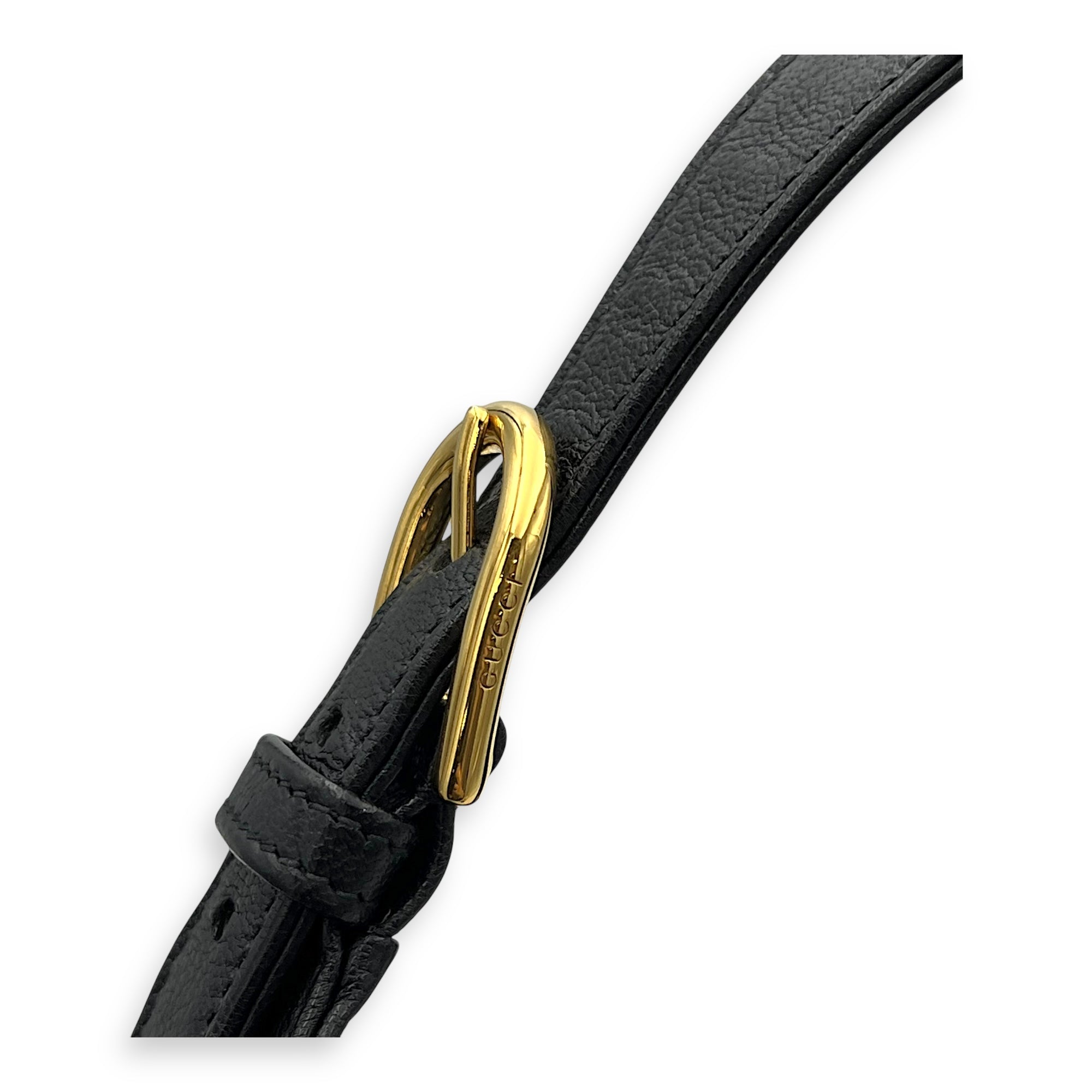 Gucci Aphrodite Shoulder Bag Medium Black in Calfskin, Gold hardware_8