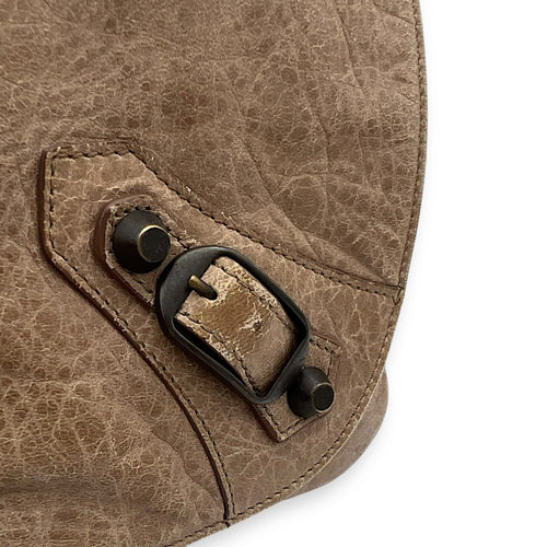 Balenciaga City Crossbody Bag Brown in Distressed Leather, Gunmetal hardware_12