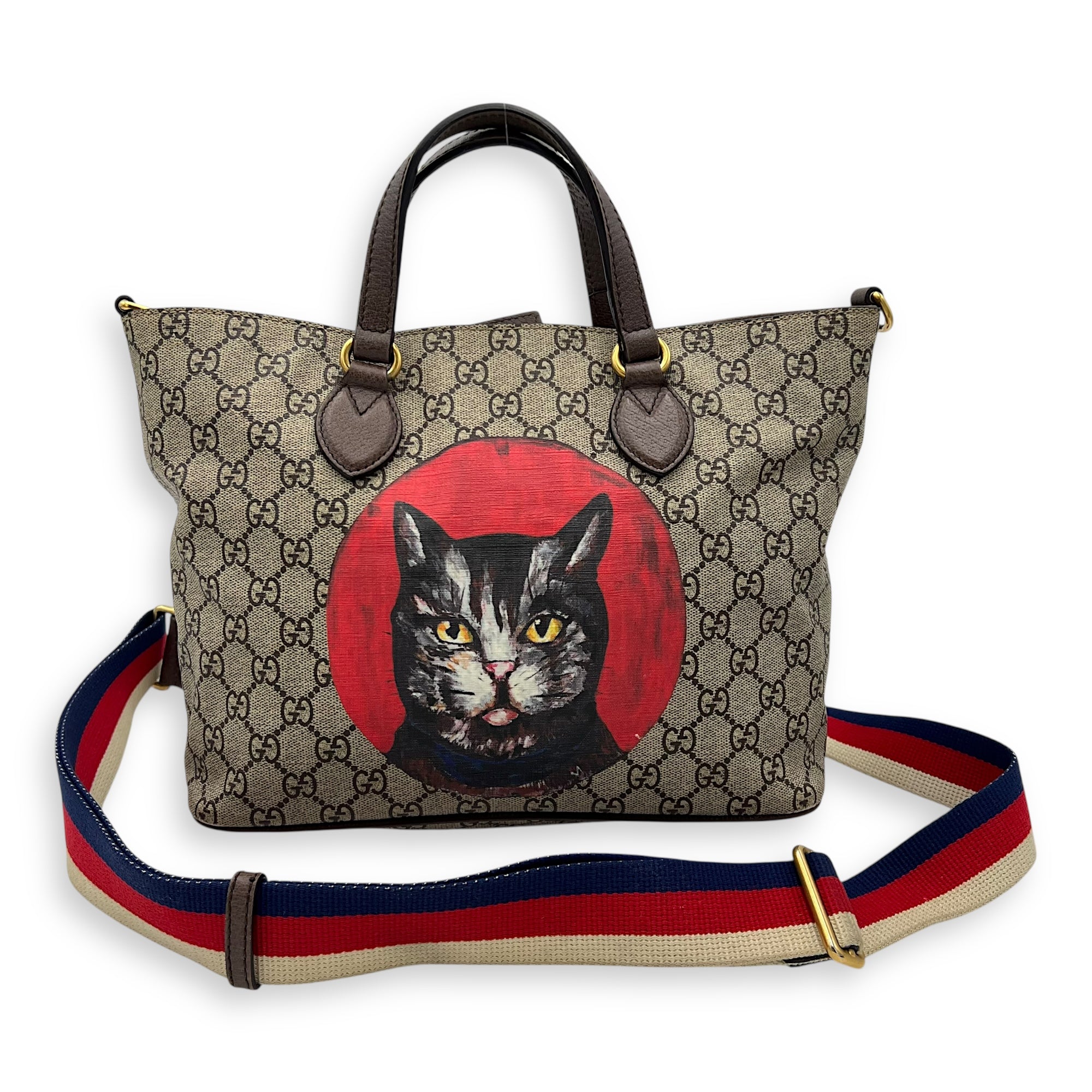 Gucci GG Supreme Duffle Bag Grey in Coated Canvas, Gold hardware_11