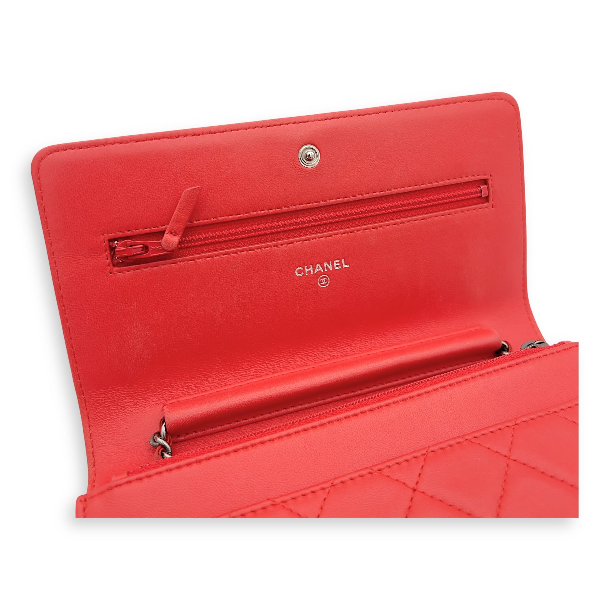 Chanel Boy Wallet On Chain Red in Calfskin, Ruthenium hardware_8