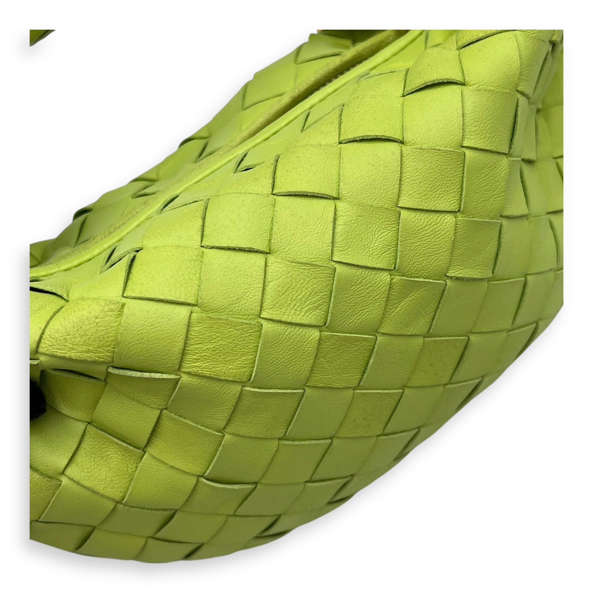 Bottega Veneta Jodie Mini Green Top Handle Bag in Lambskin, Gold hardware_8
