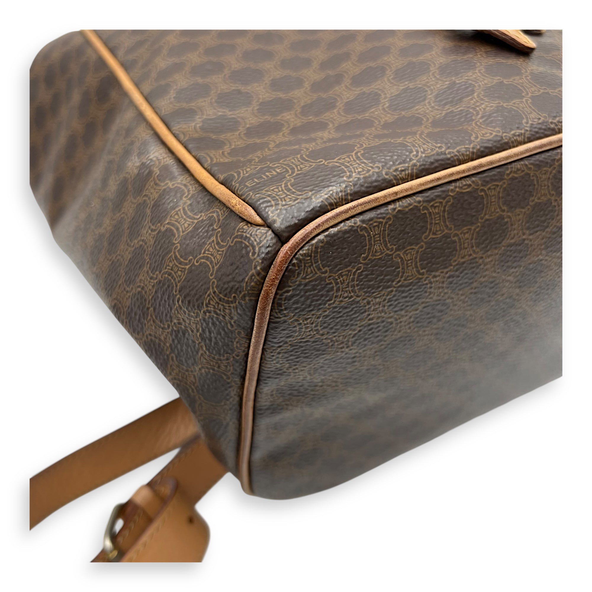 Celine Macadam Backpack Brown in Coated Canvas, Gold hardware_6