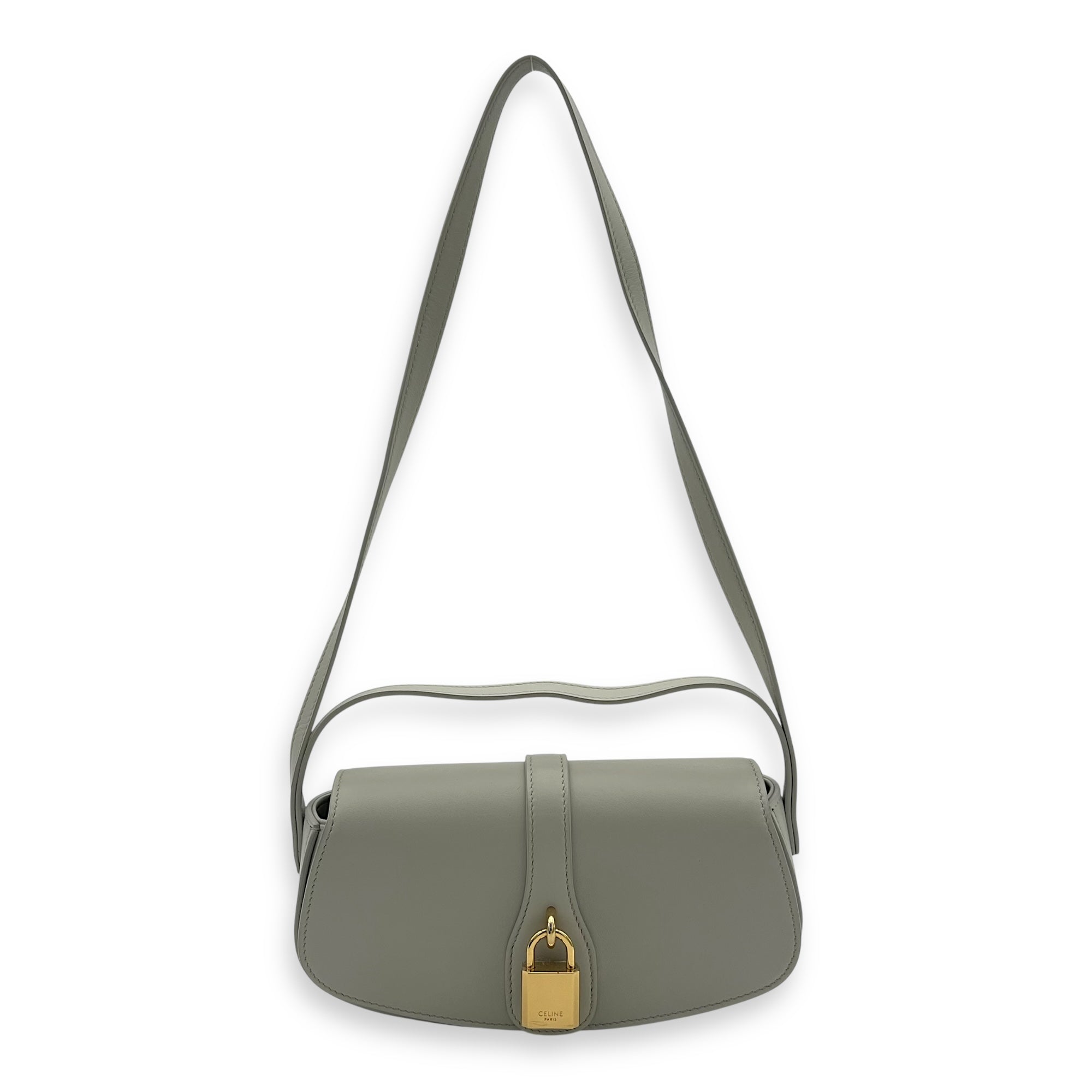 Celine Tabou Clutch on Strap Chalk in Calfskin, Gold hardware_1
