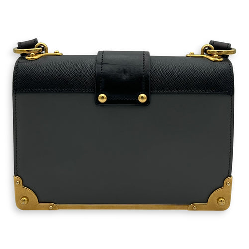 Prada Cahier Crossbody Bag Grey in Calfskin, Gold hardware_2