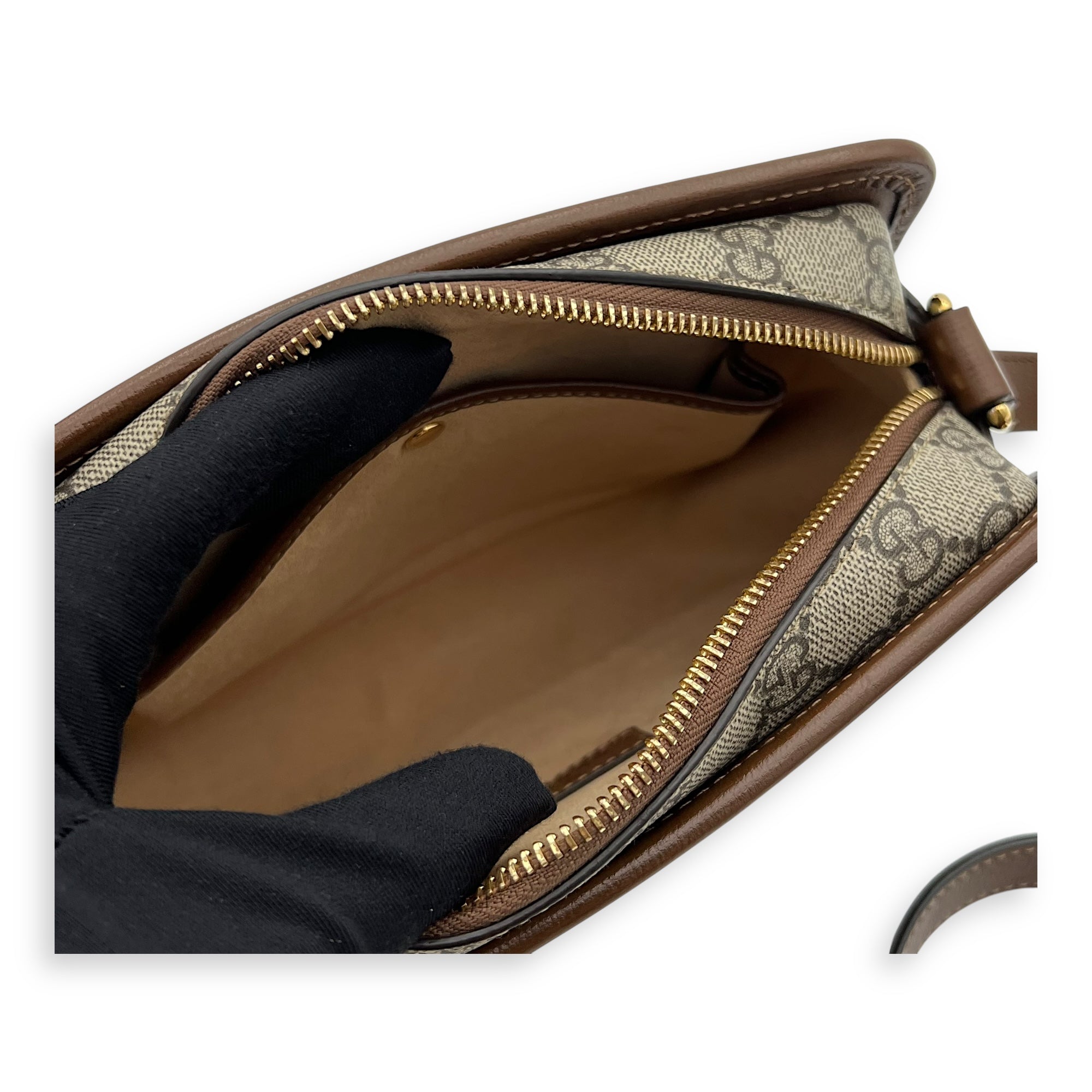 Gucci GG Supreme Crossbody Bag Brown in Coated Canvas, Gold hardware_8