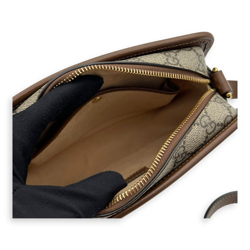 Gucci GG Supreme Crossbody Bag Brown in Coated Canvas, Gold hardware_8