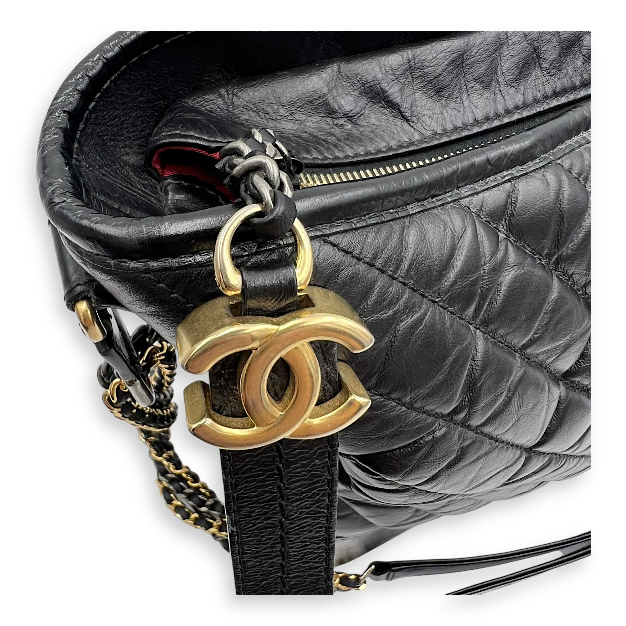 Chanel Gabrielle Shoulder Bag Large Black in Calfskin, Mixed hardware_8
