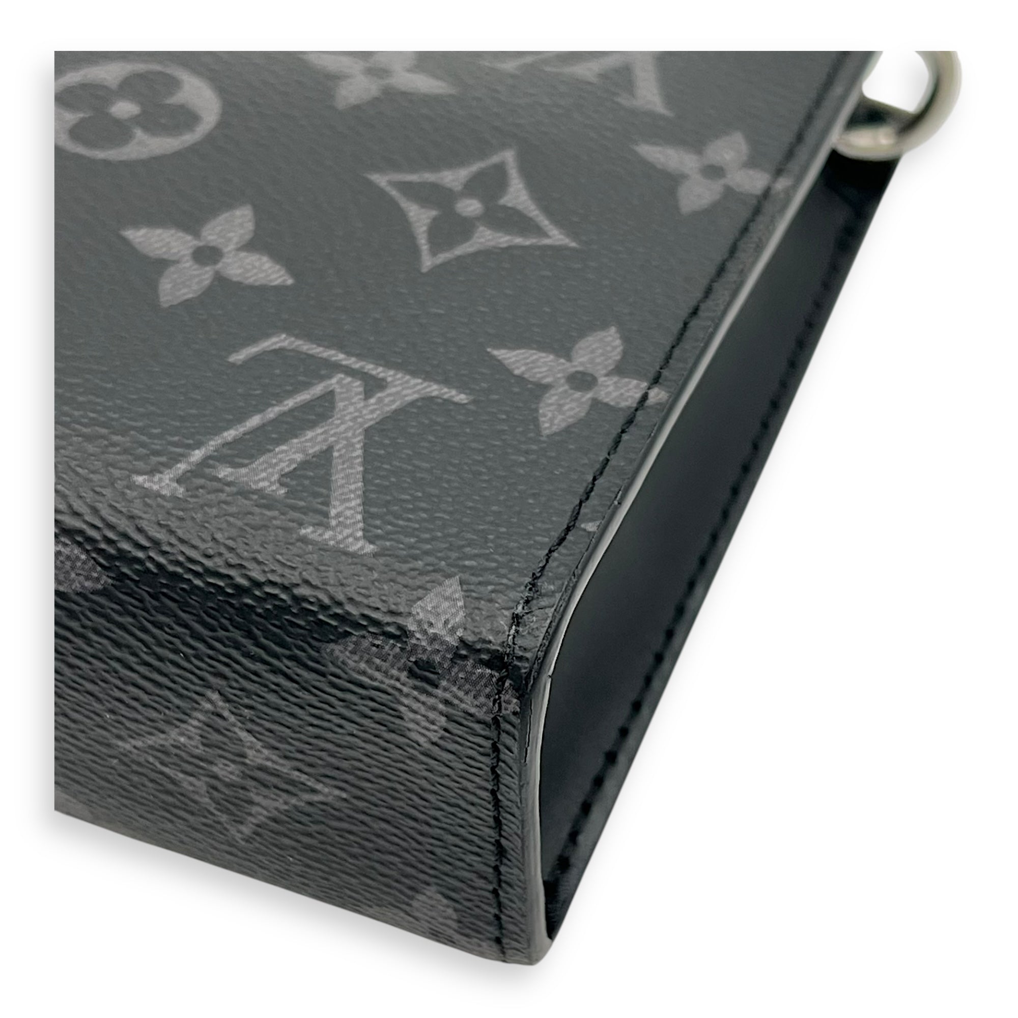Louis Vuitton Gaston Wearable Wallet Black Crossbody Bag in Coated Canvas, Silver hardware_9