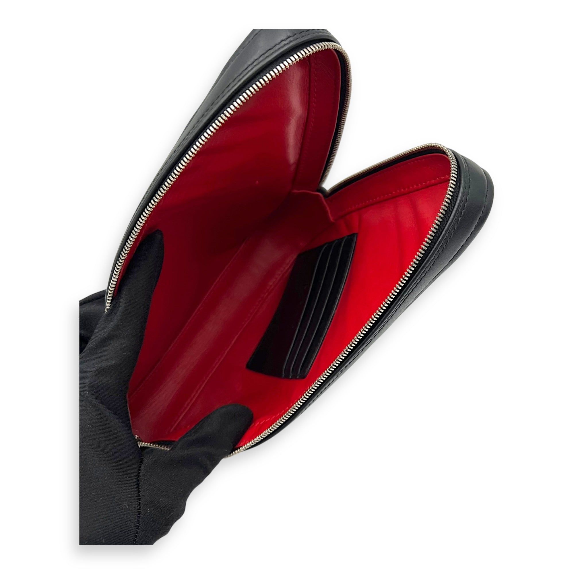 Balenciaga Logo Pouch Black in Calfskin, Silver hardware_9