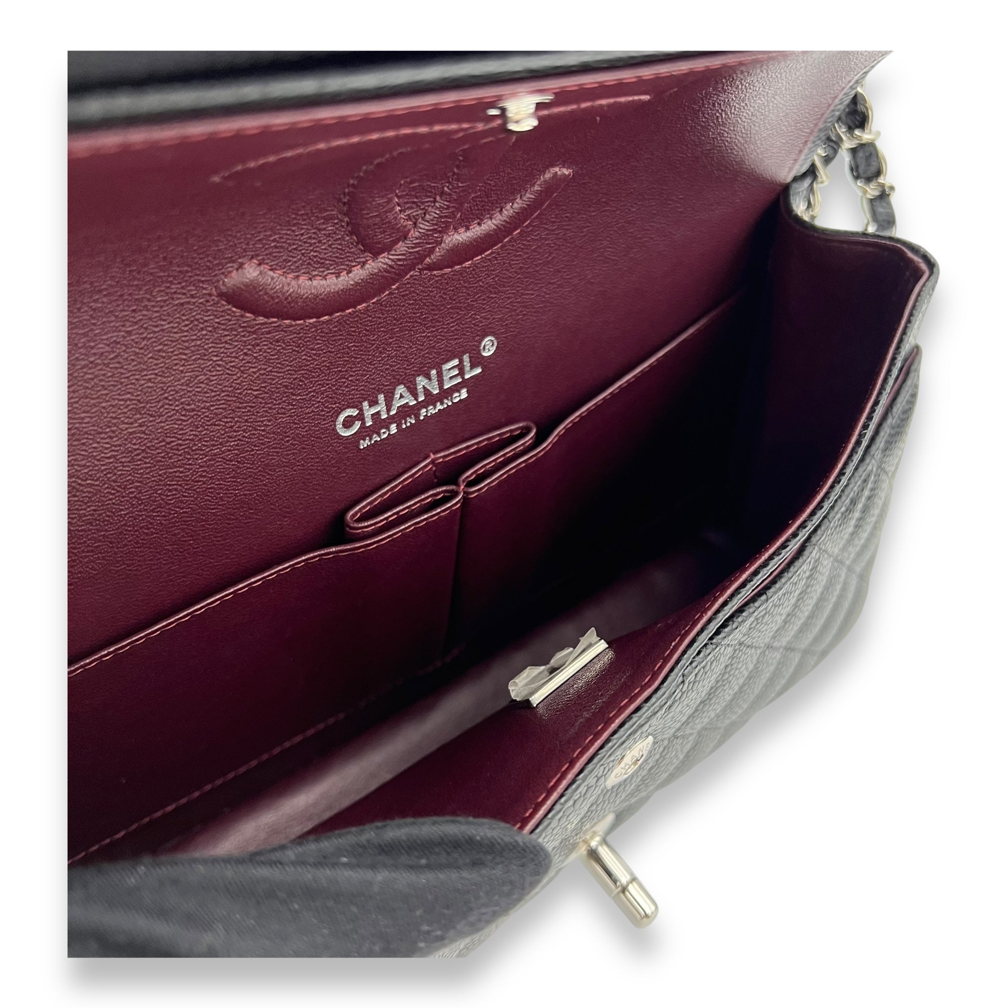 Chanel Classic Shoulder Bag Black in Caviar Leather, Silver hardware_9