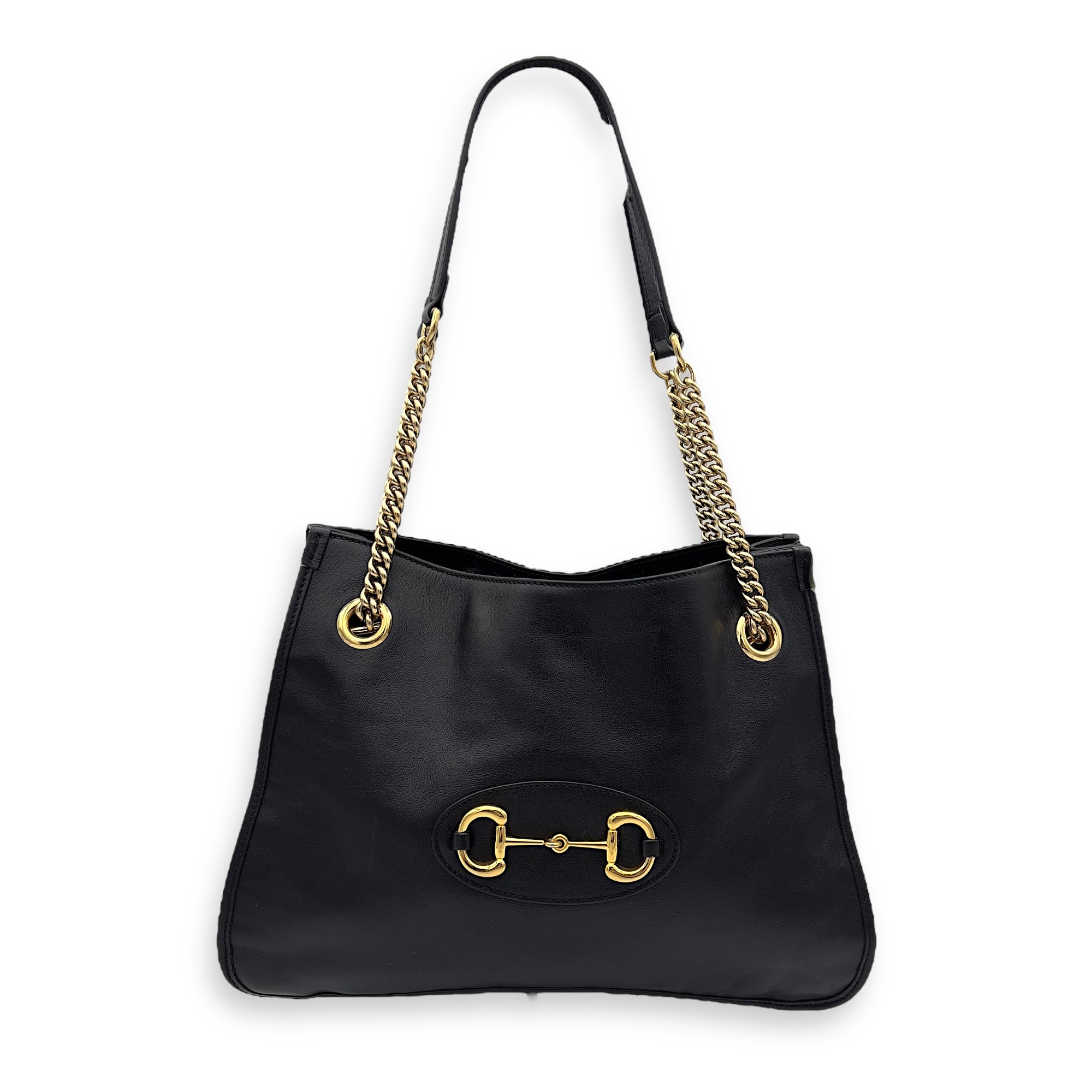 Gucci Horsebit 1955 Tote Bag Black in Calfskin, Gold hardware_9