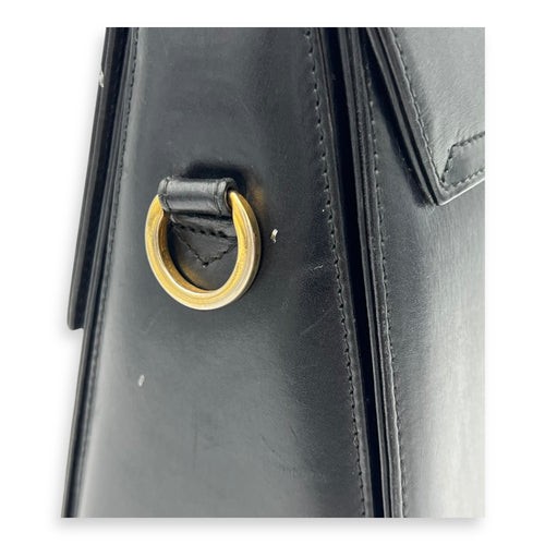 Salvatore Ferragamo Gancini Top Handle Bag Black in Calfskin, Gold hardware_9