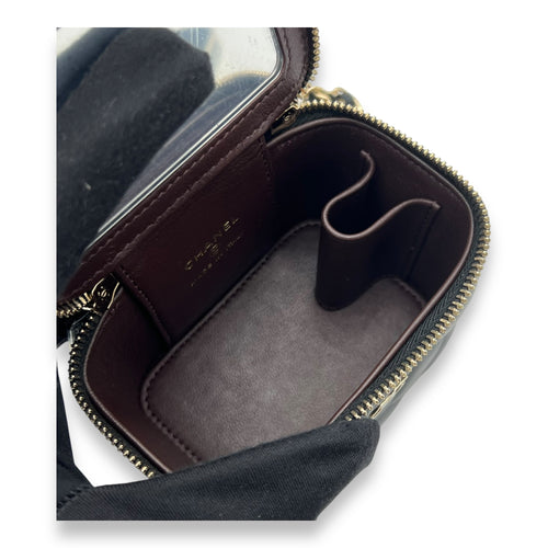 Chanel Vanity Crossbody Bag Black in Lambskin, Gold hardware_9