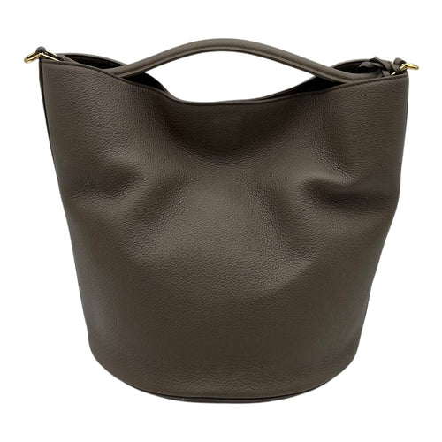Celine Bucket 16 Brown Top Handle Bag in Calfskin, Gold hardware_2