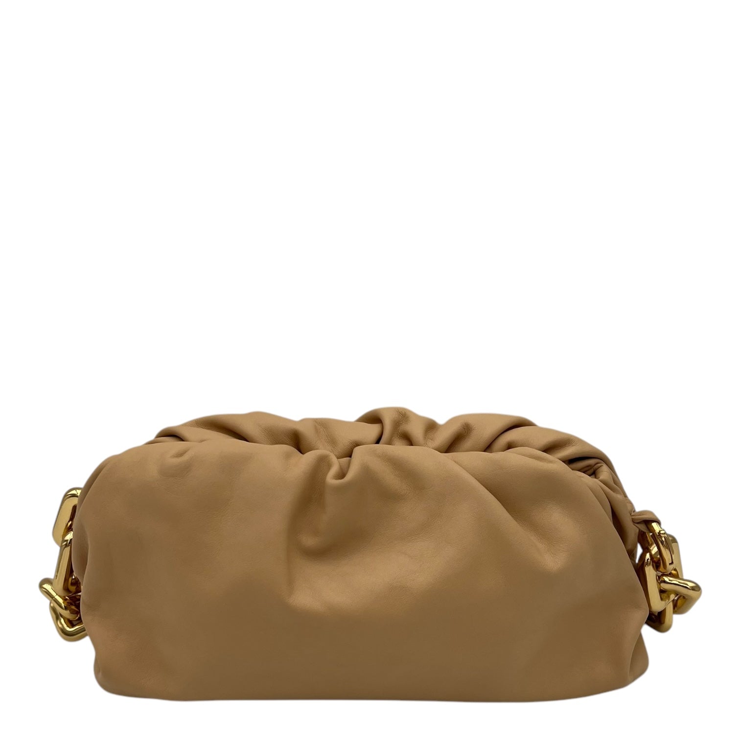 Bottega Veneta Chain Pouch Shoulder Bag Beige in Lambskin, Gold hardware_1