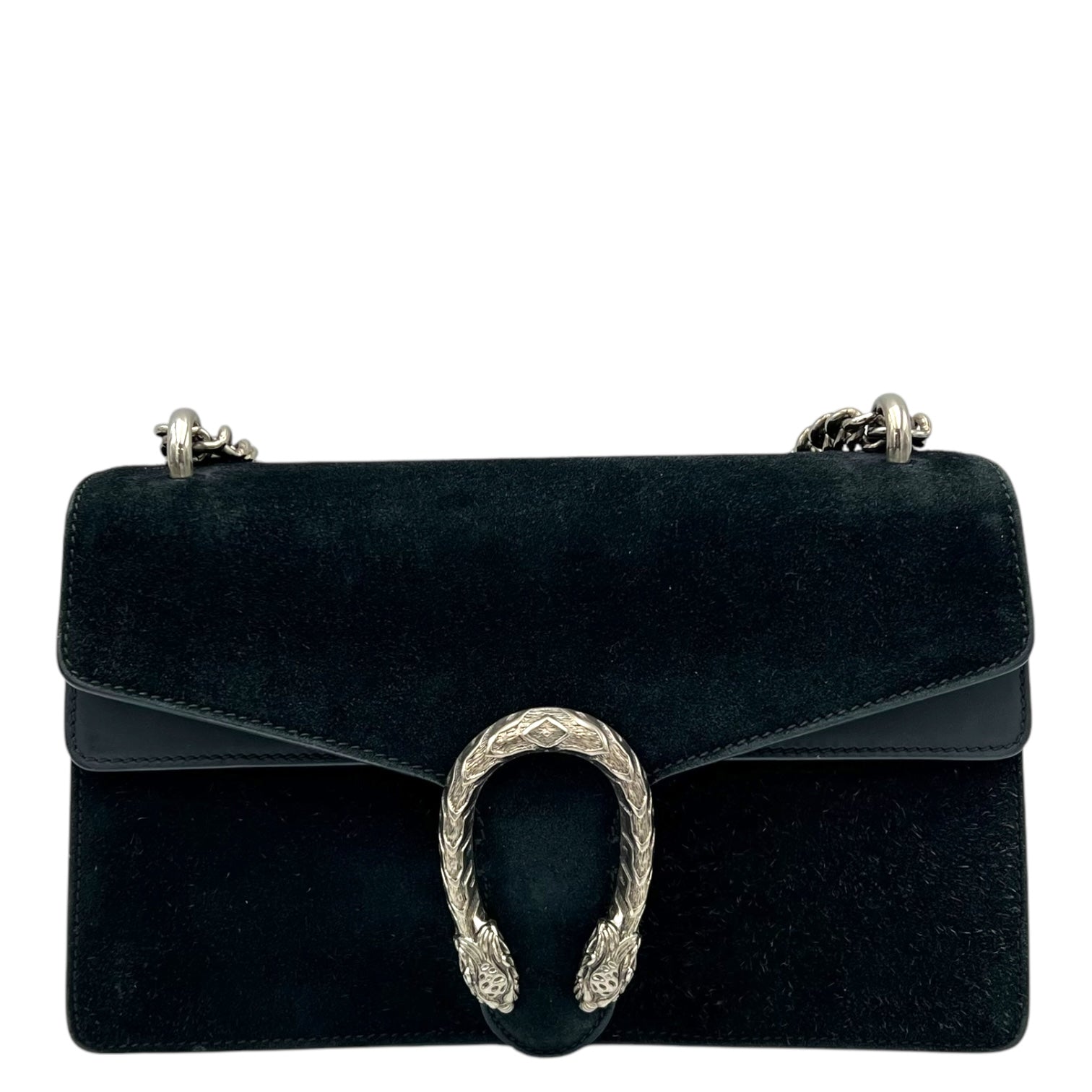 Gucci Dionysus Shoulder Bag Small Black in Suede Leather, Silver hardware_1