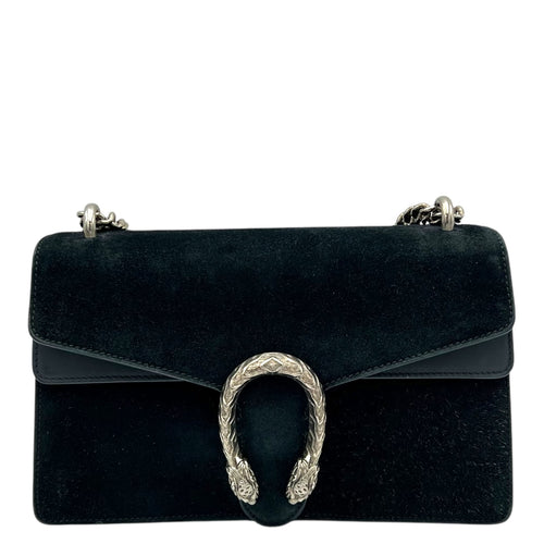 Gucci Dionysus Shoulder Bag Small Black in Suede Leather, Silver hardware_1