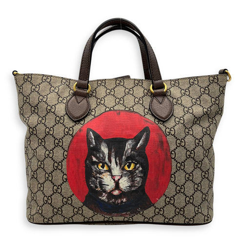Gucci GG Supreme Duffle Bag Grey in Coated Canvas, Gold hardware_1
