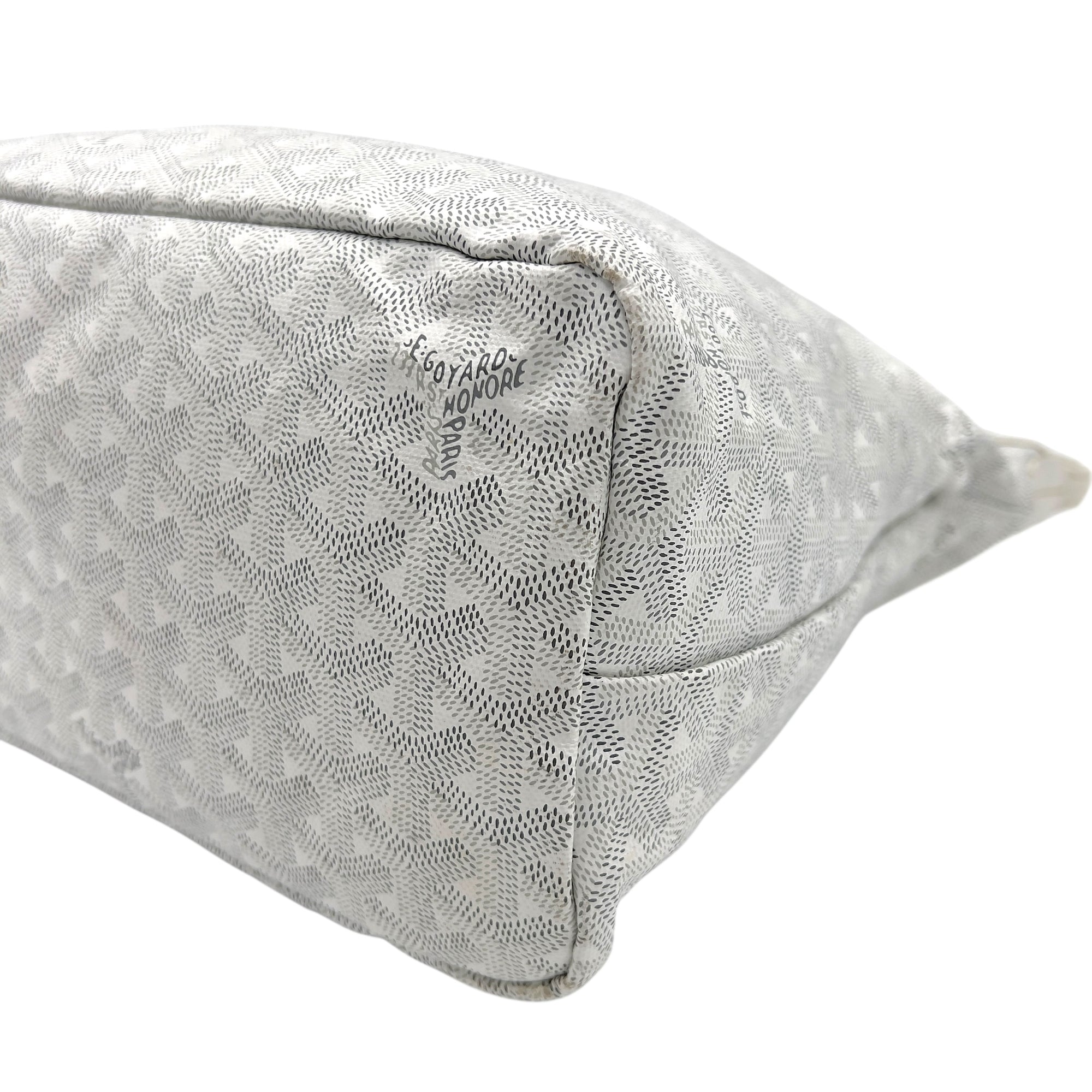 Goyard Boheme Tote Bag PM White in Coated Canvas, Silver hardware_7