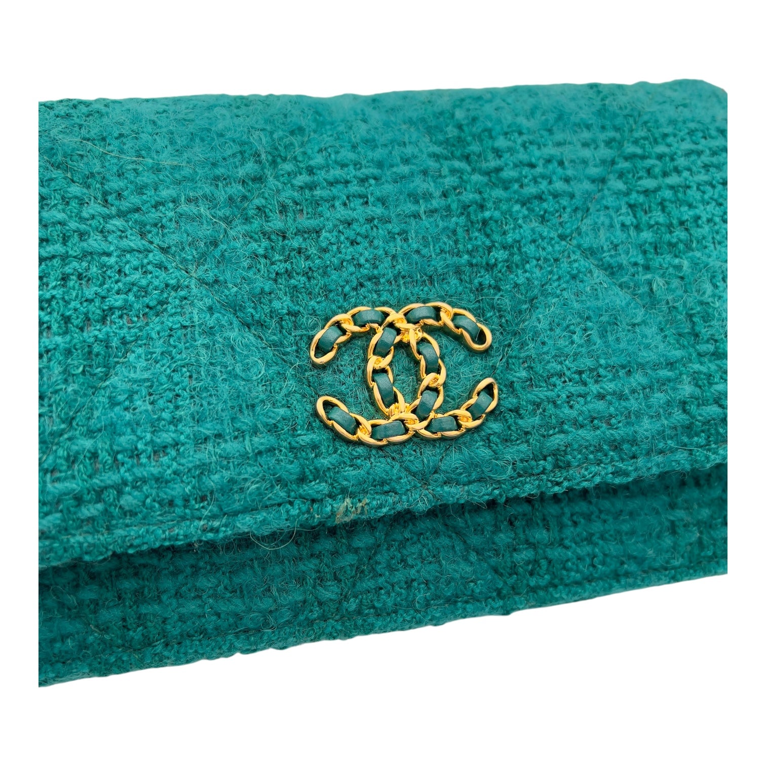 Chanel C19 Pouch Wallet On Chain in Tweed, Mixed hardware_11
