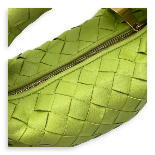 Bottega Veneta Jodie Mini Green Top Handle Bag in Lambskin, Gold hardware_9