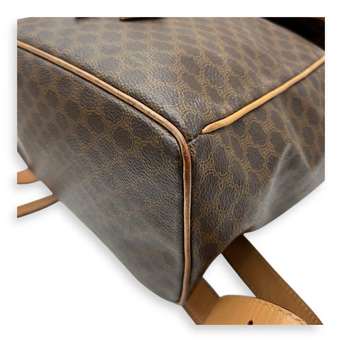 Celine Macadam Backpack Brown in Coated Canvas, Gold hardware_11