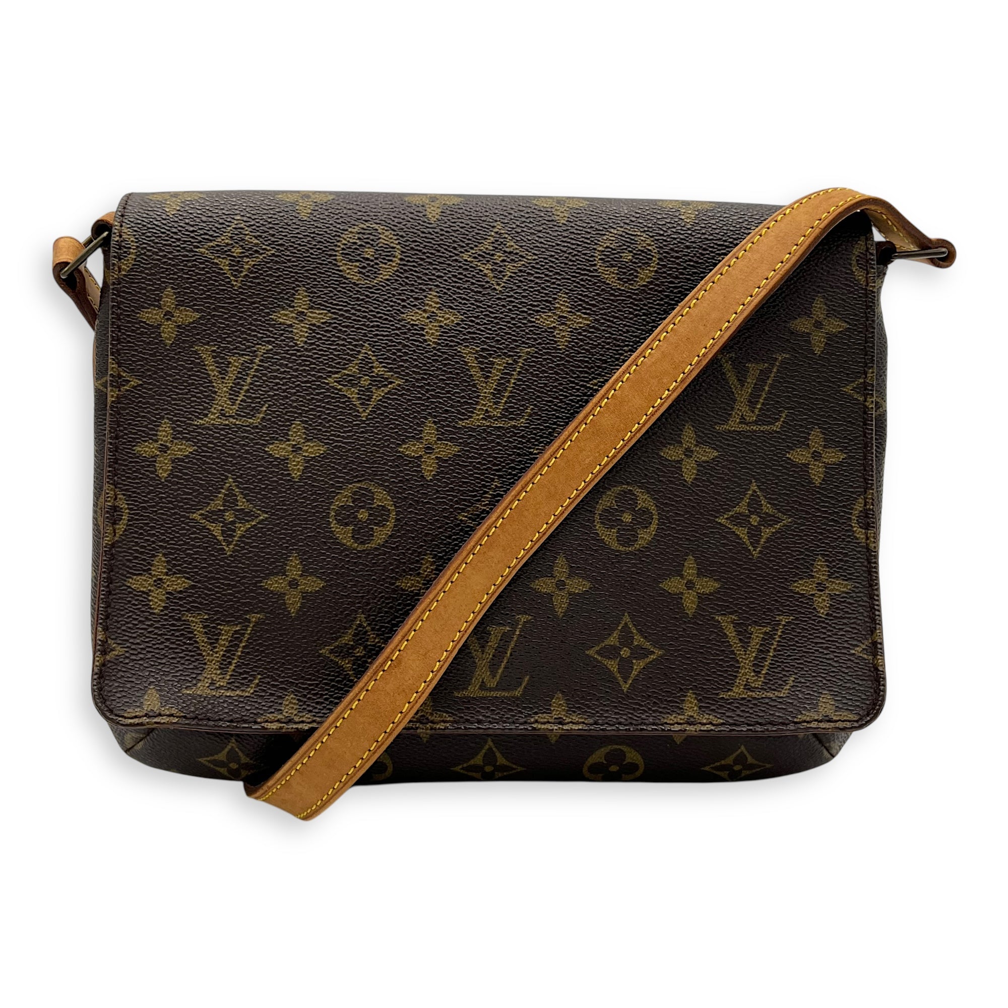 Louis Vuitton Tango Shoulder Bag Brown in Coated Canvas, Gold hardware_9