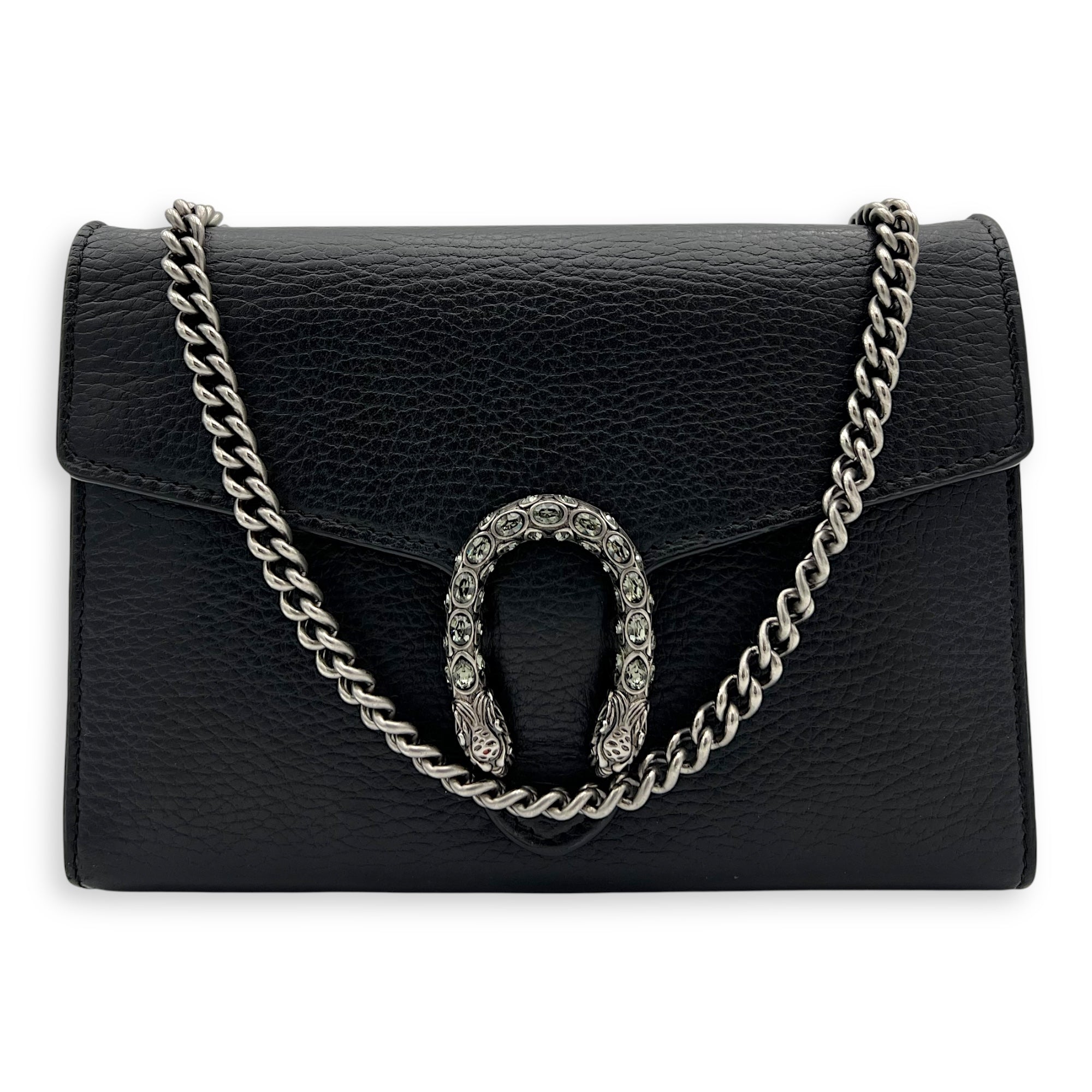 Gucci Dionysus Wallet On Chain Black in Calfskin, Silver hardware_9