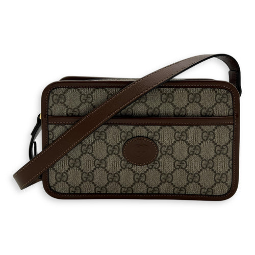 Gucci GG Supreme Crossbody Bag Brown in Coated Canvas, Gold hardware_9