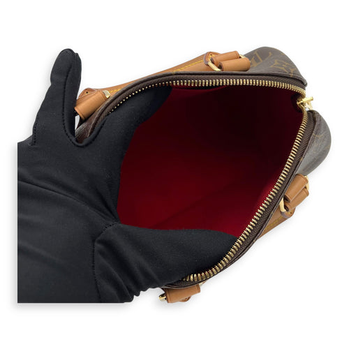 Louis Vuitton Speedy Top Handle Bag 20 Brown in Monogram Coated Canvas, Gold hardware_9