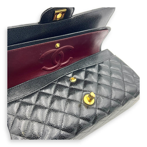 Chanel Classic Flap Medium Black Shoulder Bag in Caviar Leather, Gold hardware_9