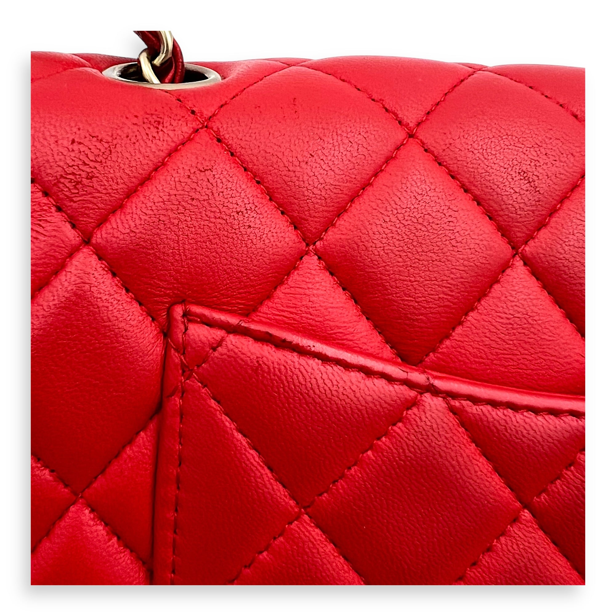 Chanel CC Rectangle  Shoulder Bag Red in Lambskin, Gold hardware_5