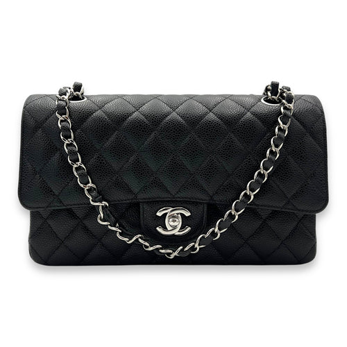 Chanel Classic Shoulder Bag Black in Caviar Leather, Silver hardware_10
