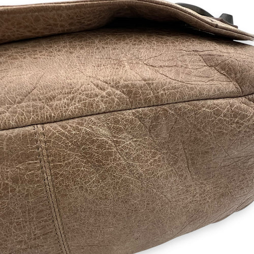 Balenciaga City Crossbody Bag Brown in Distressed Leather, Gunmetal hardware_9