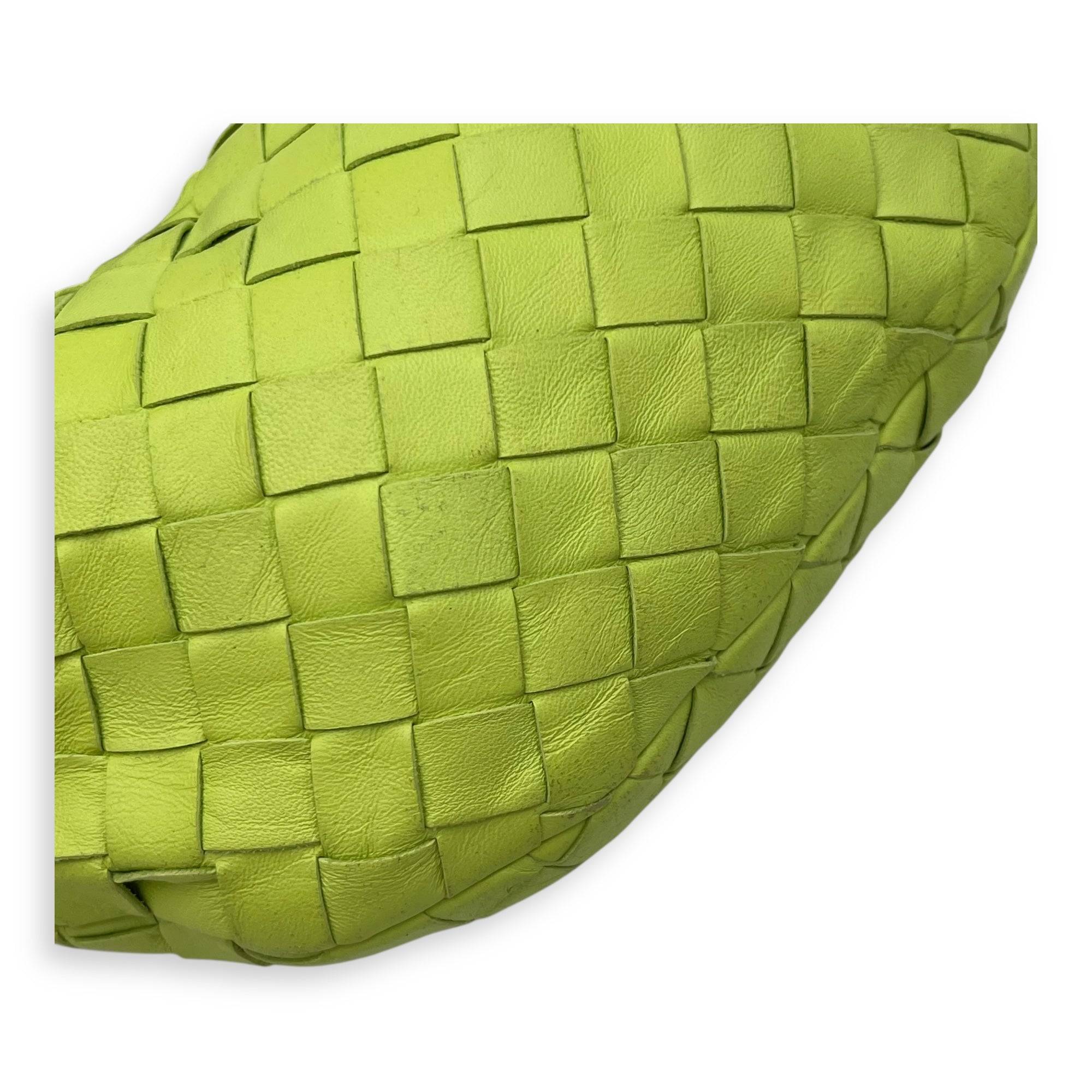 Bottega Veneta Jodie Mini Green Top Handle Bag in Lambskin, Gold hardware_10