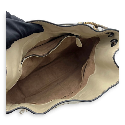 Bottega Veneta Intrecciato Shoulder Bag White in Lambskin, Gunmetal hardware_10