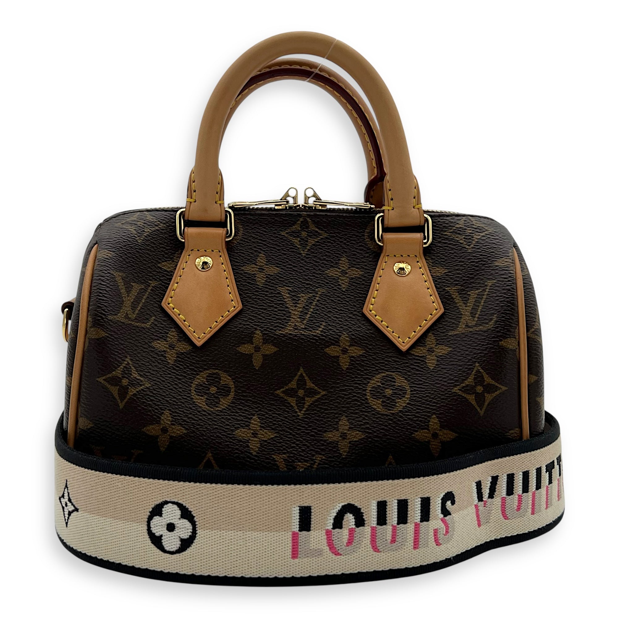 Louis Vuitton Speedy Top Handle Bag 20 Brown in Monogram Coated Canvas, Gold hardware_10