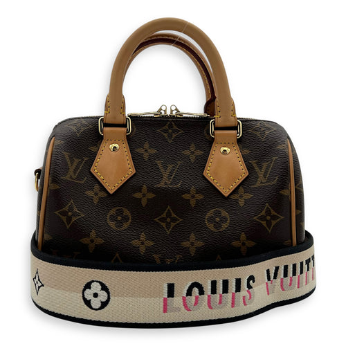 Louis Vuitton Speedy Top Handle Bag 20 Brown in Monogram Coated Canvas, Gold hardware_10