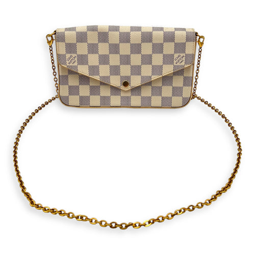 Louis Vuitton Felicie Crossbody Bag Azur in Coated Canvas, Gold hardware_2