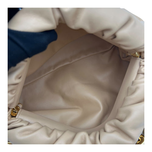 Bottega Veneta Chain Pouch Shoulder Bag Beige in Lambskin, Gold hardware_6