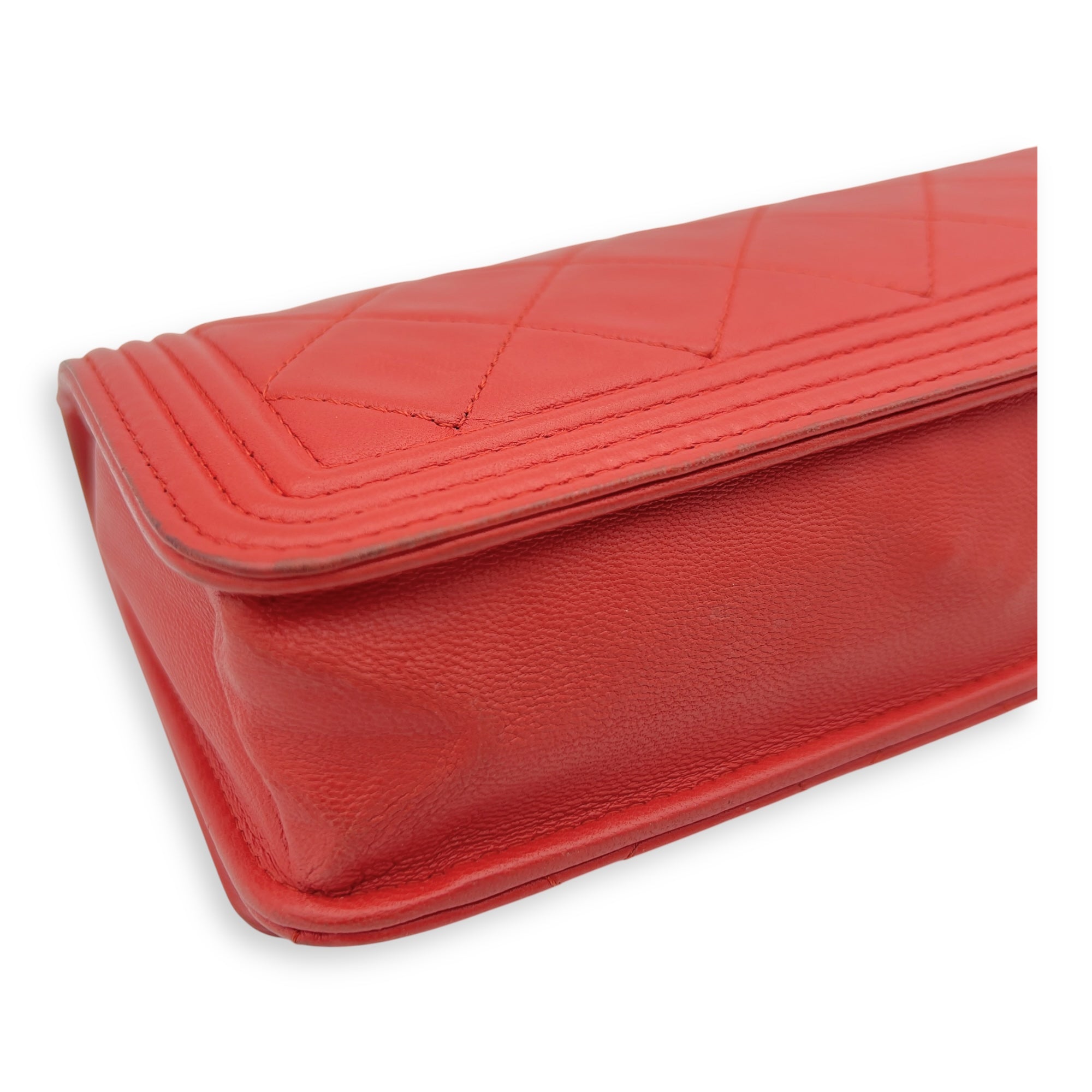 Chanel Boy Wallet On Chain Red in Calfskin, Ruthenium hardware_11