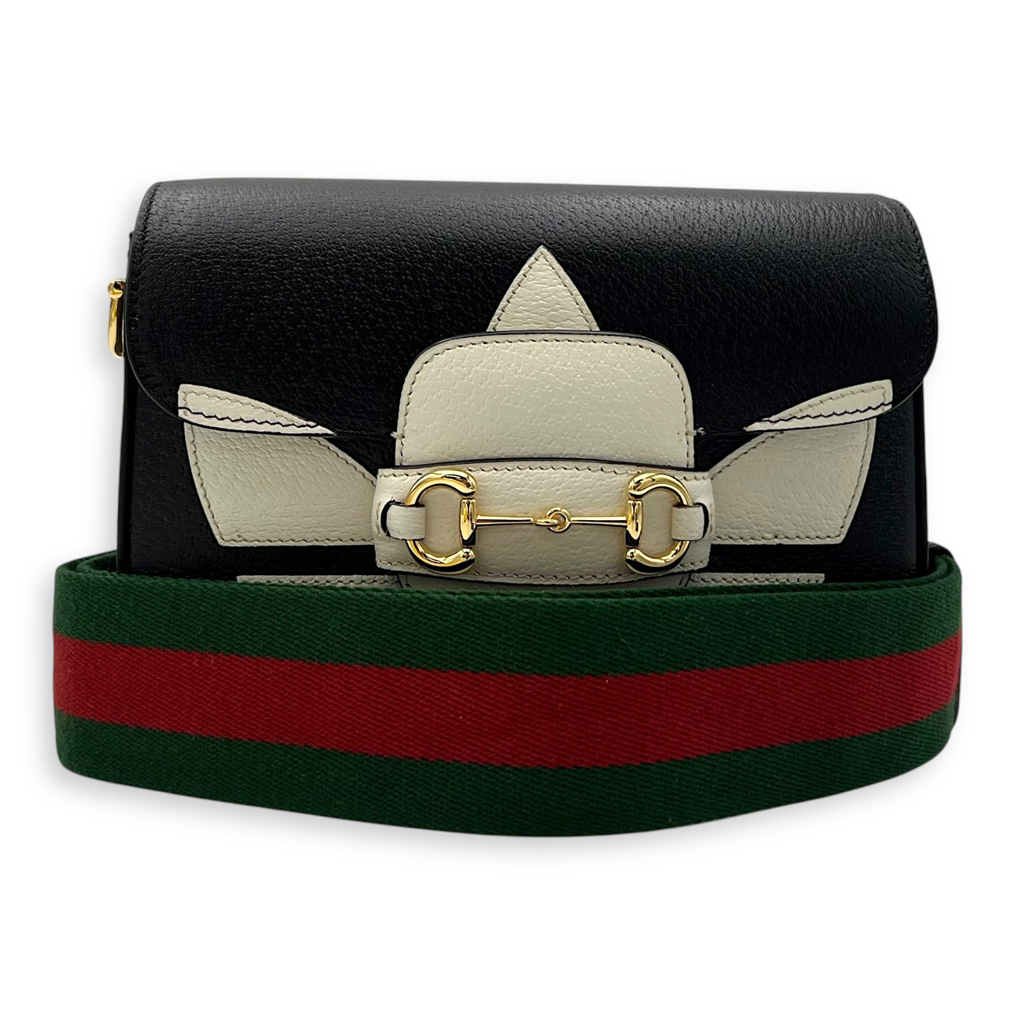 Gucci x Adidas Horsebit 1955 Shoulder Bag Black in Calfskin, Gold hardware_11