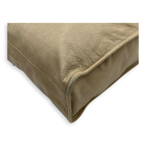 Balenciaga City Shopper Beige Tote Bag in Distressed Leather, Gunmetal hardware_11