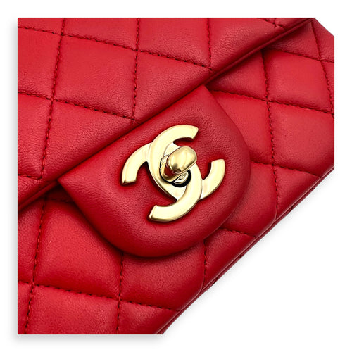 Chanel CC Rectangle  Shoulder Bag Red in Lambskin, Gold hardware_1