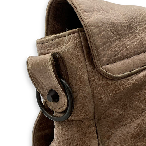 Balenciaga City Crossbody Bag Brown in Distressed Leather, Gunmetal hardware_11